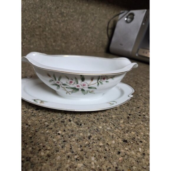 SeYei Gravy Boat‎ Wild Cherry Pattern Fine China Japan Se Yei 1958 - Picture 2 of 13
